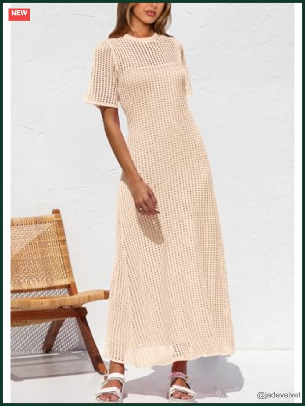 Two Piece Eyelet Cover Up Maxi Dress with Slip Lining - Picture 2 of 6